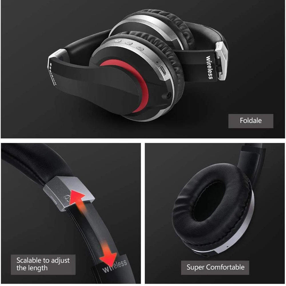 Bluetooth наушники через ухо Handsfree HiFi стерео музыка беспроводной сабвуфер игровой портативный сотовый телефон Складная Поддержка TF карты