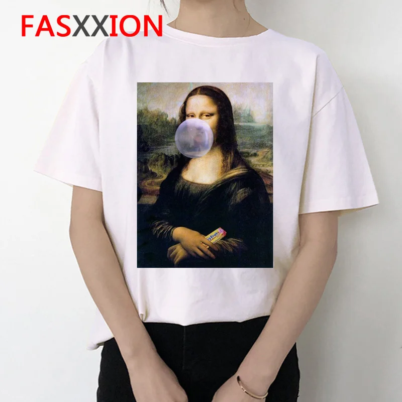 Mona Lisa, женская футболка, ulzzang art, смешная, Корейская, 90 s, футболка, летняя, эстетическая, Ullzang, винтажная, женская футболка, одежда, топ, футболка