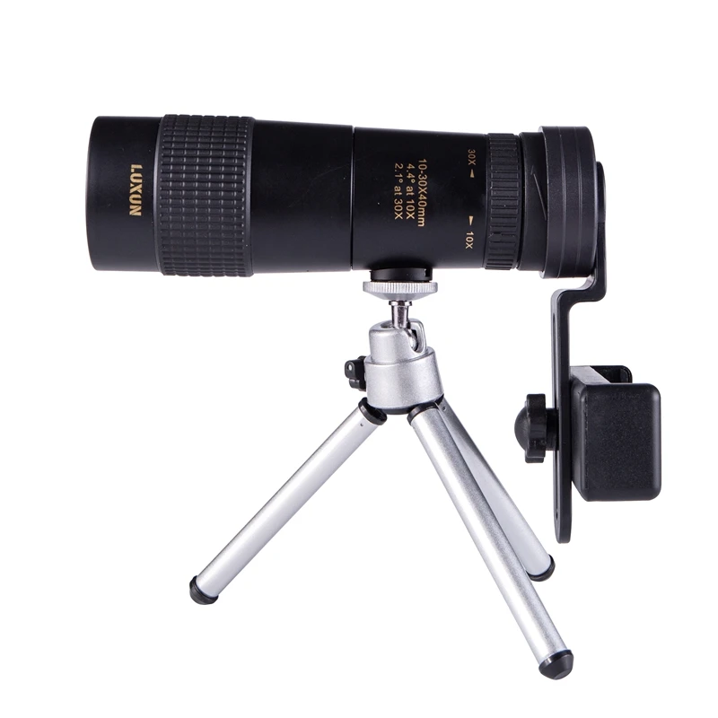 Luxun 10-30x40 Zoom Monocular Telescope High Power FMC BAK4 Prism Zoom Lens Stretch Pocket with Tripod