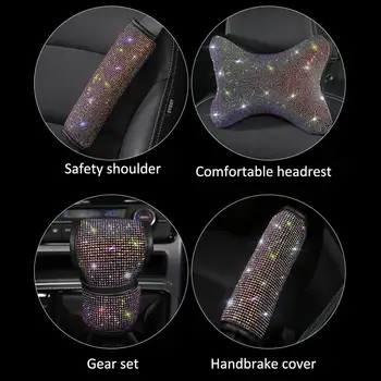 

Crystal Car Car Center Console Cover Pad Neck Pillow Diamond Car Shift Gear Cover Bling Auto Interior Accessories Dropshipping