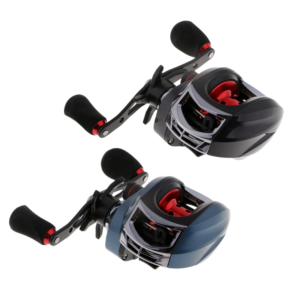 Катушки baitcasing двойные тормозные системы Baitcaster катушки соленой воды или пресной воды литья Катушка Высокая скорость 7,2: 1 Передаточное отношение