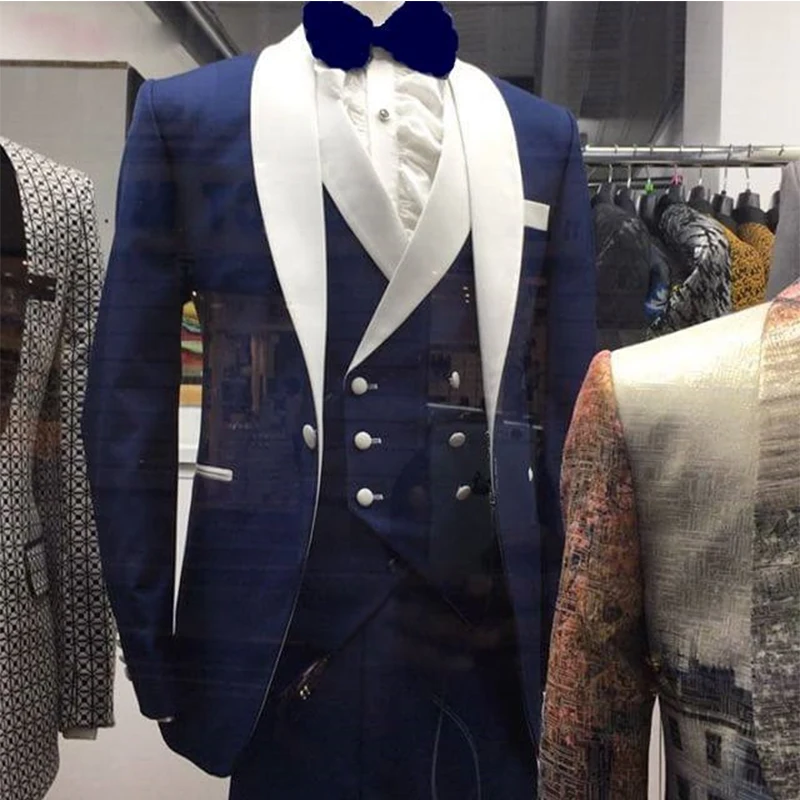 3 пары(пиджак+ жилет+ брюки) мужские костюмы синий костюм homme для мужчин свадебные костюмы Тонкий terno masculino индивидуальные деловые костюмы