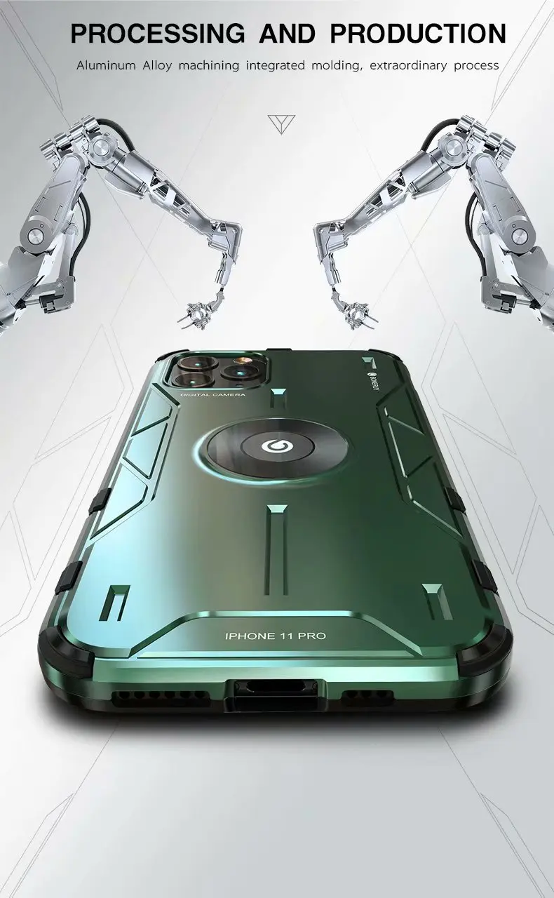 BOBYT для iPhone 11 Pro Max XS XR Magic Shield Алюминиевый Чехол CNC металлический жесткий чехол с функцией подставки