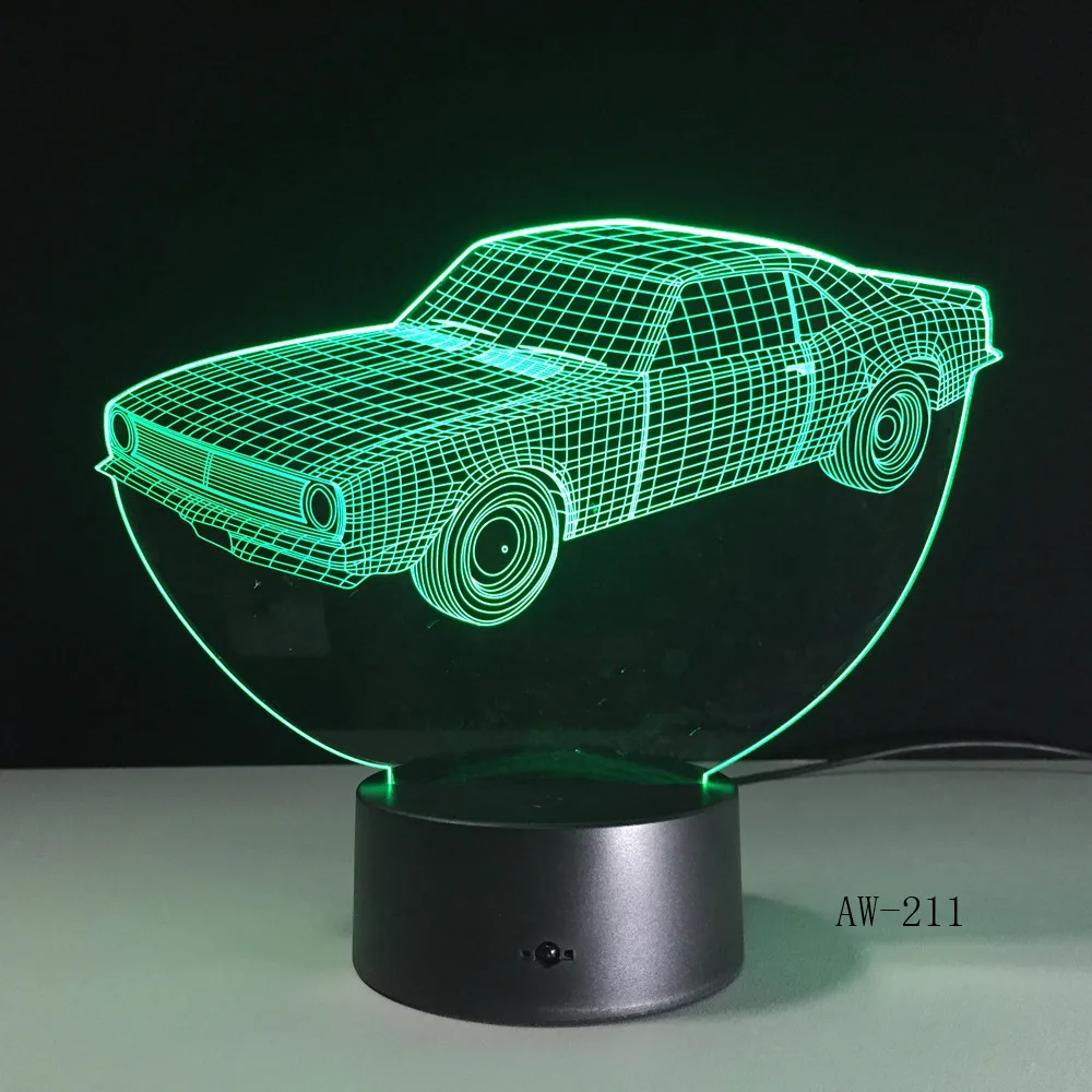 7 Color Change Decor Light Fixture 3 LED Car Shape USB Luminarias Vehicle Modelling Night Kids Sleep Desk Lamp 211 | Лампы и освещение