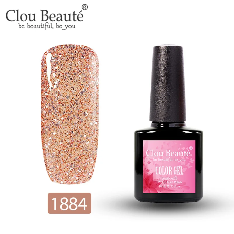 1884 Clou Beaute Gel Nail Polish Glitter Sequins Lakiery Hybrydowe Soak Off UV Gel Varnish Esmalte Para Unha Nails Gel UV Colors - Цвет: 1884