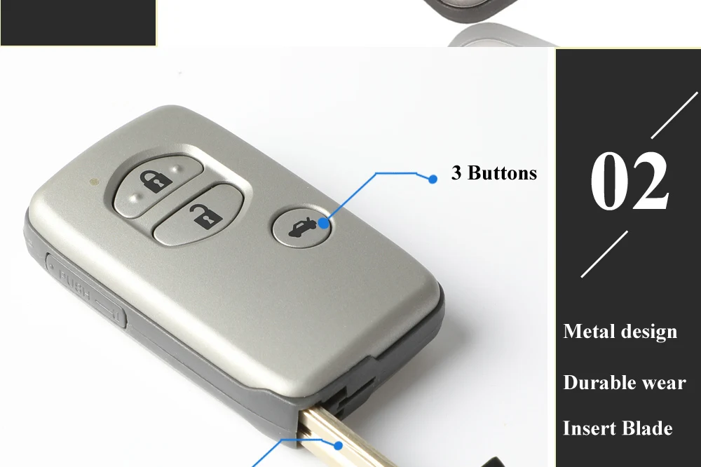 Keyforkess 10 pezzi di ricambio 2/3/4 pulsanti chiave Shell per Toyota Toyota Prius Land Cruiser Avalon Prado custodia per chiave a distanza per auto - Hcd0791cc755b4d22ab9862ed229e5c4f3
