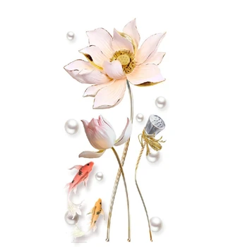 

NEW-Large Size 3D Lotus Flower Wall Sticker TV Background Self Adhesive PVC Home Decor DIY Art Poste