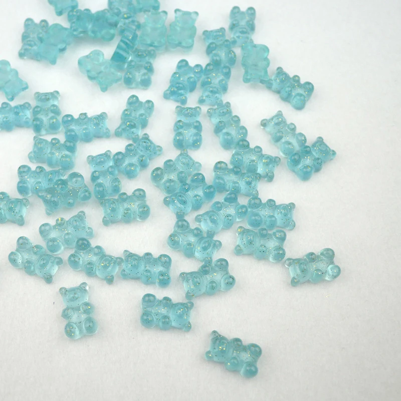 Blue bear 10-100 шт. блеск медведь плоская полимерная Цвет наборы сделай сам DIY Искусство телефон оболочки Шапочка-парик из косичек аксессуары для волос детские игрушки - Цвет: Blue bear
