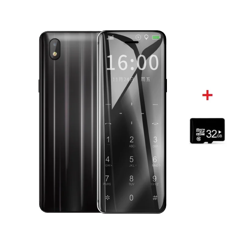 Ulcool V99 мини ультратонкая карта сотовый телефон две sim-карты MP3 Bluetooth Dialer анти-потеря металлический корпус мобильный телефон - Цвет: blk add 32g