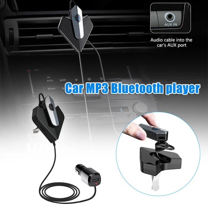 FM Transmitter Bluetooth V5.0 Handsfree USB Car Charger MP3 Player with Earphone GK99