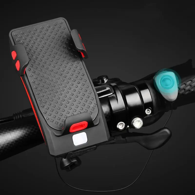 Bike Light Mobile Phone Bracket Riding Front Light Speaker LED USB Stand Support