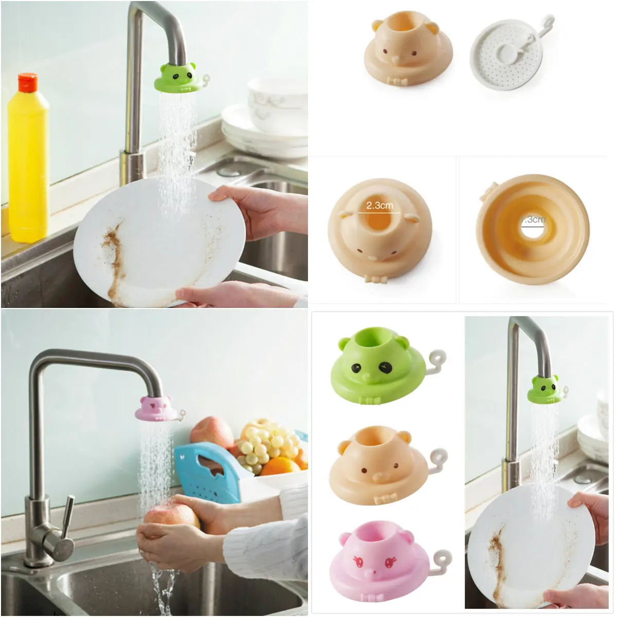 1PC Cartoon Water Saving Device Splash Shower Bathroom Faucet Anti T Kitchen Tap Shower Head Nozzle Faucet