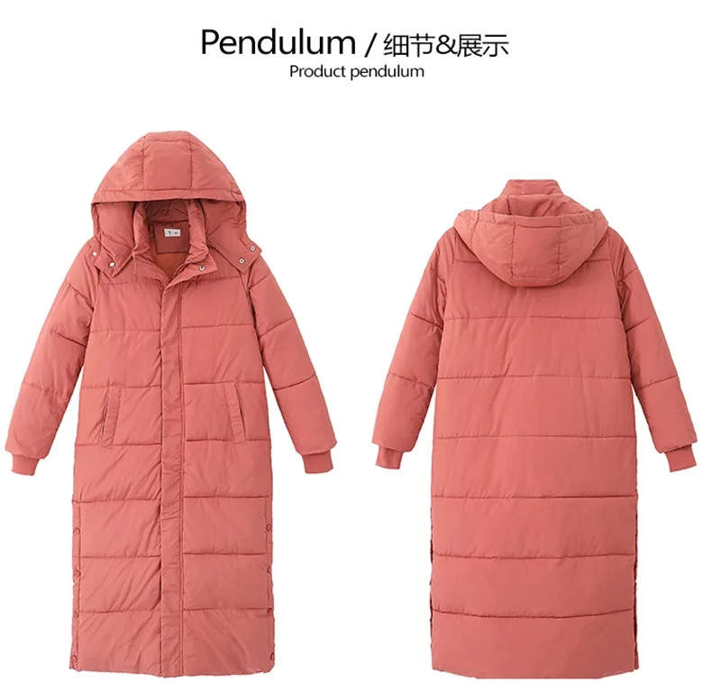 High Street split Parka Femme Hiver Повседневная зимняя длинная куртка с длинным рукавом женские толстовки размера плюс женская парка с хлопковой подкладкой