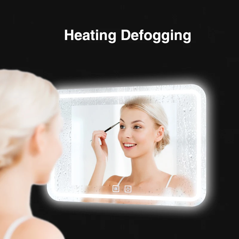50x70CM Smart Bathroom Mirror LED Light Makeup Mirror 3 Color BackLight With Defogging Bluetooth Speaker For Home Decoration
