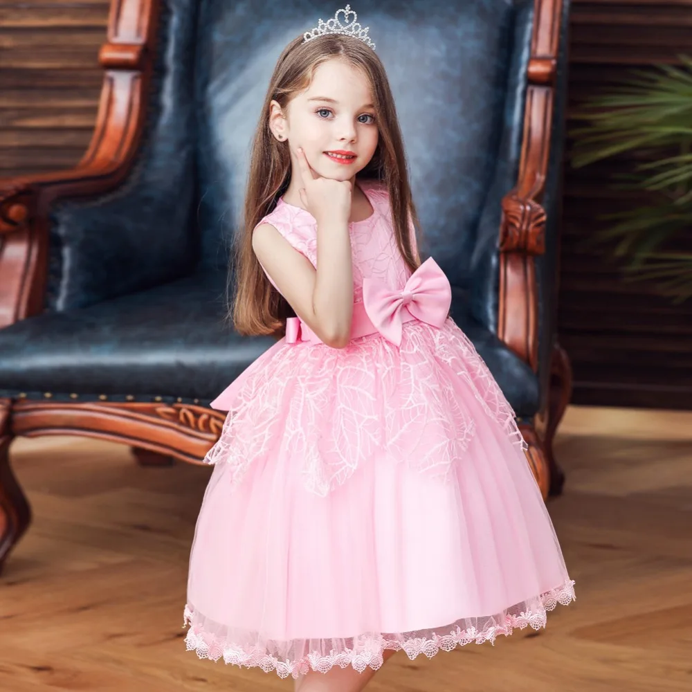 Бальное платье принцессы для девочек кружевное фатиновое платье без рукавов с бантом на поясе для дня рождения, свадьбы, фотосессии, одежда с принтом стрельбы