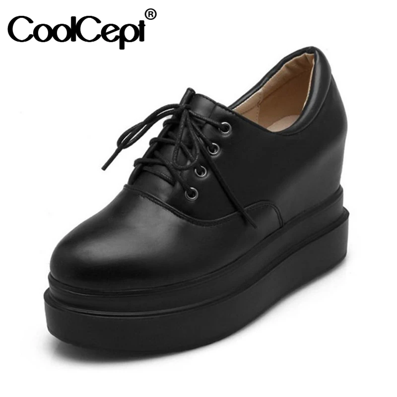 Туфли CoolCept женские на шнуровке однотонная обувь толстой подошве Клубная для