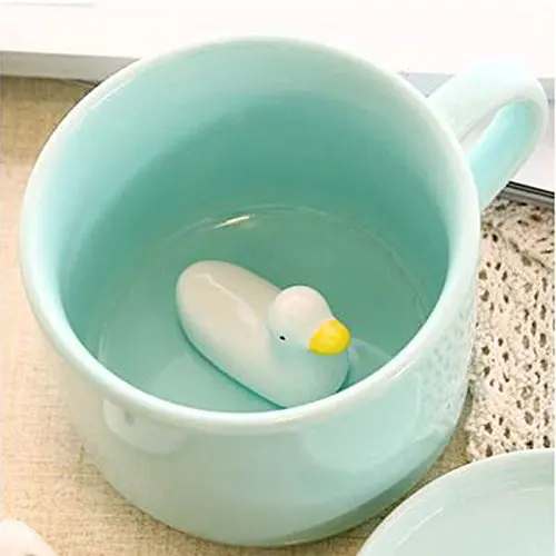 duck Кофейная чашка для девочек, креативный подарок, молочный сок, лимонный чай, кружка, 3D Мультяшные животные, керамические кружки, посуда для напитков для дома и офиса - Цвет: duck