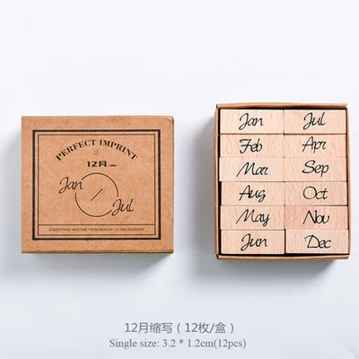 Vintage Month Week Number Wood Stamp Set Diy Decorative Diary Journal Craft Scrapbooking Planner Stamp Stationery 02 month 02