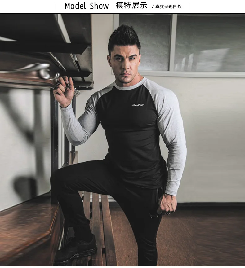Muscle Dr. Brothers Европа и Америка Спорт Фитнес с длинным рукавом мужские облегающие быстросохнущие тренировочные рукав три четверти C