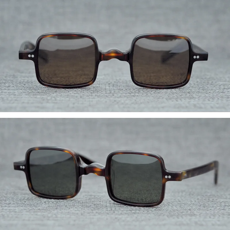 Acetate Vintage Polarized Sunglasses Men Women Brand Designer Square Sun Glasses for Men Retro Small Sunglass Black UV400 Oculos