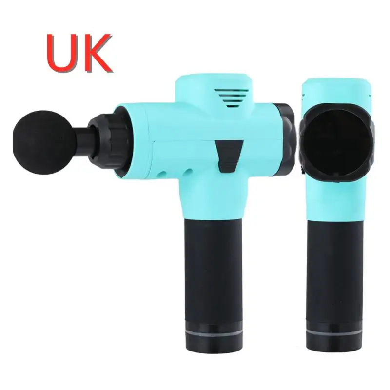 UK Blue Пистолет для массажа мышц, массажер для глубоких тканей, терапия, пистолет для упражнений, облегчение боли в мышцах, для похудения, коррекции фигуры, массажный пистолет для фасции - Цвет: UK Blue