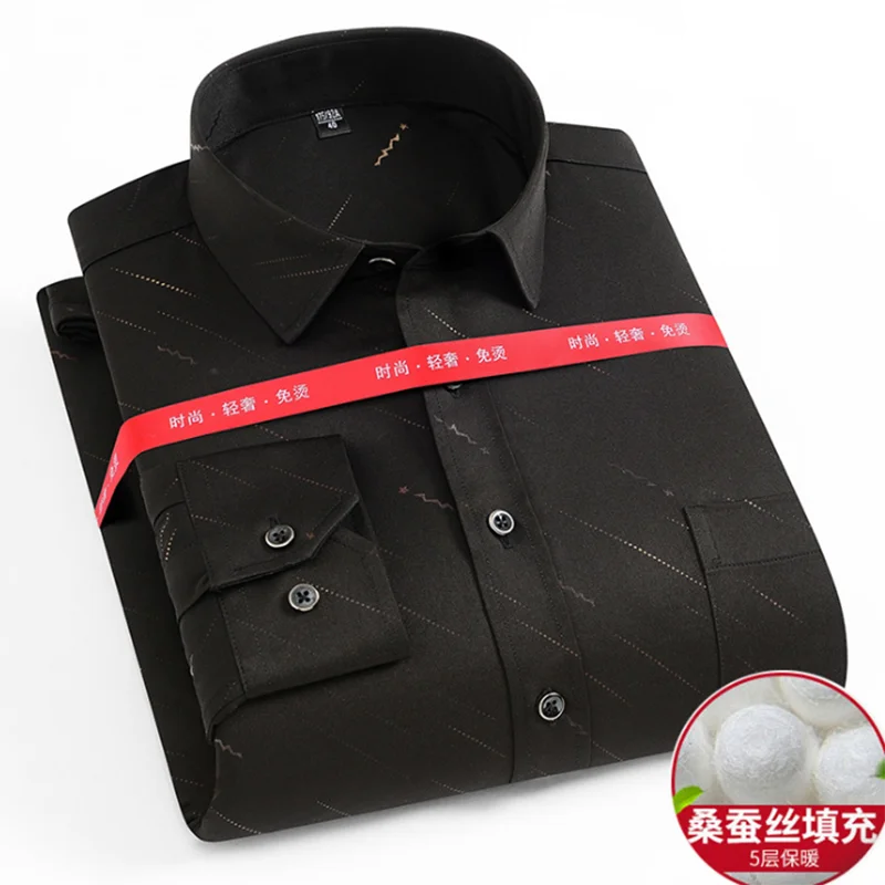 Мужская повседневная кашемировая дышащая удобная рубашка Camisa с отложным воротником и длинным рукавом, теплая зимняя одежда