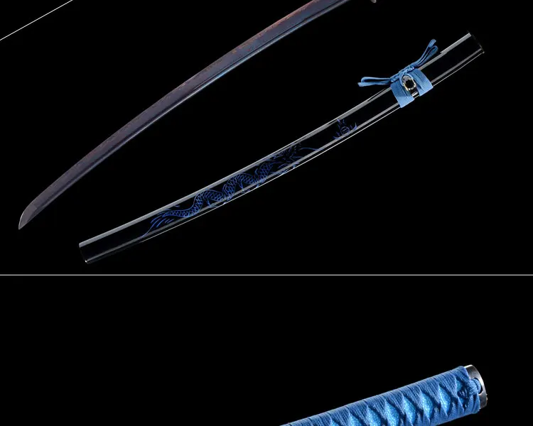 Handmade Carbon steel Japanese Samurai Katana sword full tang sharpened New Folded steel blue Blade Japanese Samurai Katana
