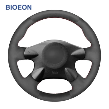 

Hand Sewing Black Synthetic Suede Car Steering Wheel Covers for Nissan Almera (N16) Primera (P12) Terrano 2 Pathfinder