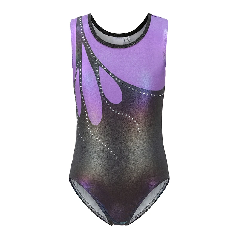 Deluxe Metallic Purple with Pink & Silver Flame Gymnastic Gym Dance Show Leotard 