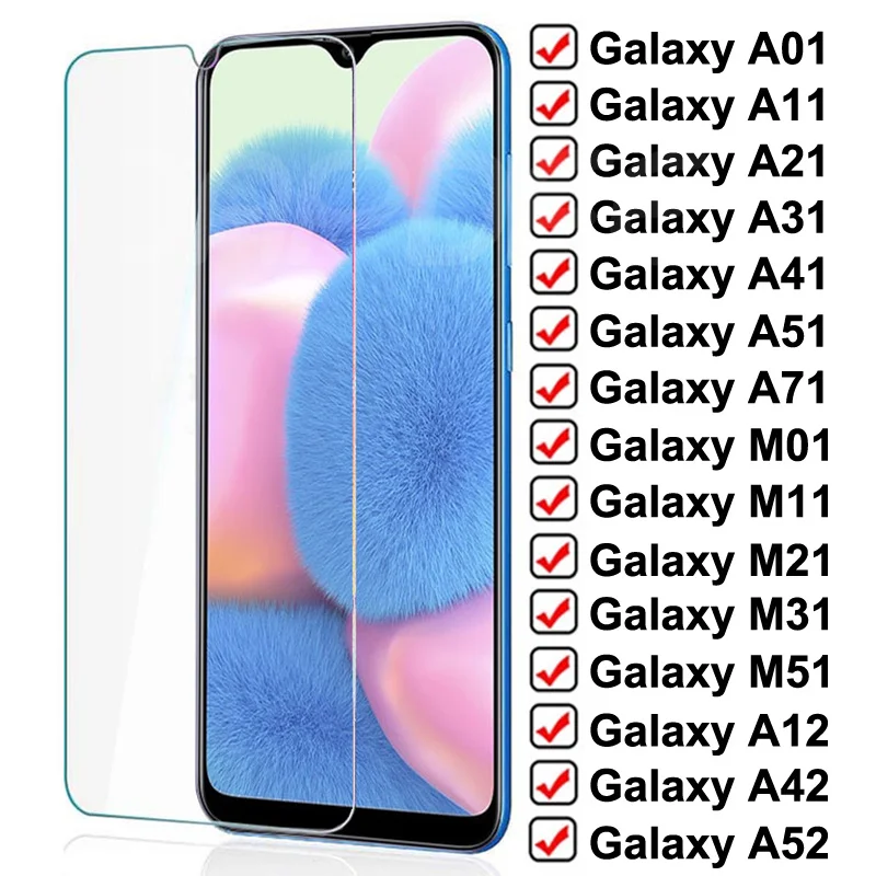 9D protectora de cristal para Samsung Galaxy A01 A11 A21 A31 A41 A51 A71 Protector de pantalla M11 M21 M31 M51 A42 A52 A72 F41 de vidrio de seguridad