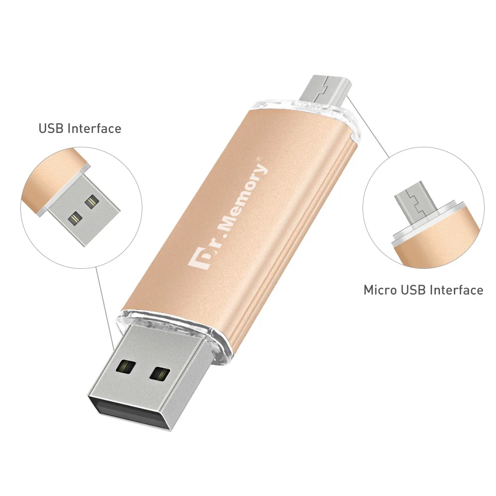 Портативный OTG USB флеш накопитель 32 ГБ для телефона Android металлические Pendrive 64