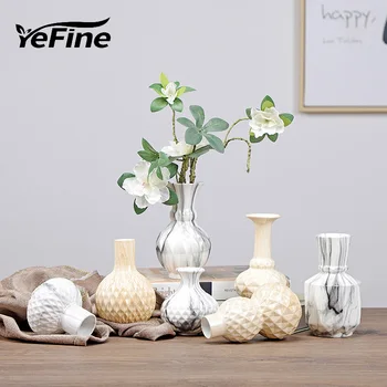 

Yefine Ceramics Wood Grain Vase and Ink Painting Vase Home Decor for Hydroponics Plants or Flower Arrangement