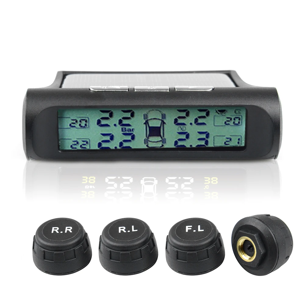 Солнечный TPMS автомобильный датчик контроля давления в шинах цифровой дисплей светодиодный Белый подсветка Автомобильная система контроля давления в шинах Автомобильная безопасность - Тип: Style 3