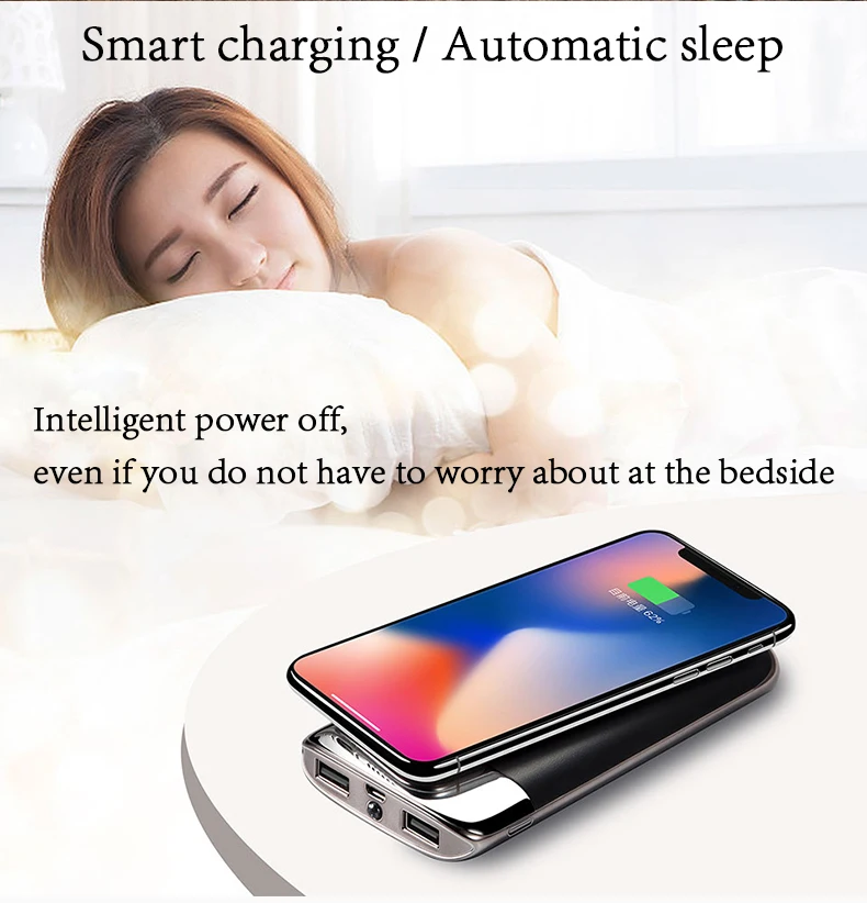 best power bank 50000mah Power Bank External Battery Bank Built-in Wireless Charger Powerbank Portable QI Wireless Charger for iPhone 8 Samsung powerbank 20000