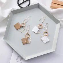 AOMU простой дизайн многослойные металлические круглые Геометрические Квадратные длинные висячие серьги из смолы с крючками для женщин подарок для девушек