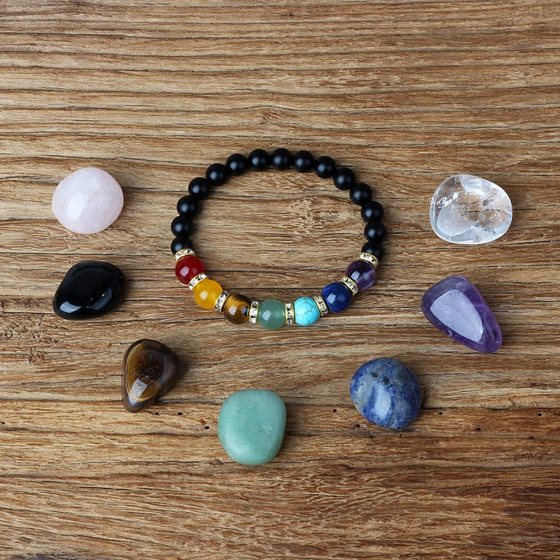Natural Hematite 7 Chakra Bracelets Men Reiki Energy Stone Weight Loss Yoga Bracelet Slimming Woman Health Care Therapy Jewelry Stone Bead Bracelet Natural Stone Bracelet