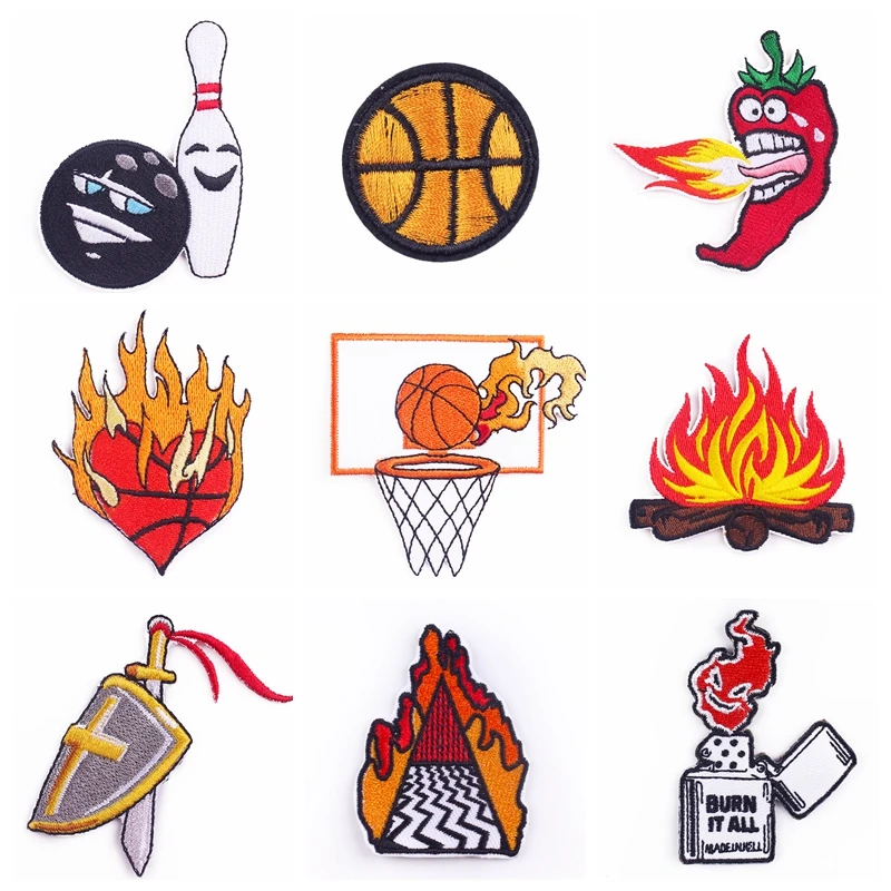Basketball Stickerei Patches für Kleidung Punk/Schädel Eisen Auf Patch Aufkleber Patches Für Kleidung Applique Streifen Abzeichen DIY