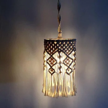 

Hand-woven Lampshade Chandelier Moroccan Bedroom Decorative Lamp Tapestry Wall Hanging Macrame Boho Decoration Home