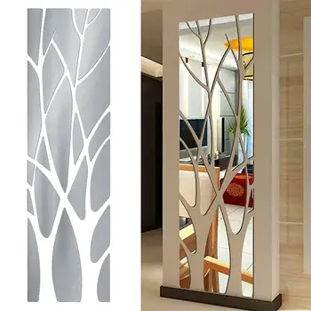 

Removable Modern Mirror Stickers Fortune Tree Pattern Decal Art Mural DIY Home Decoration Self-Adhesive Sliver Mirror Sticker