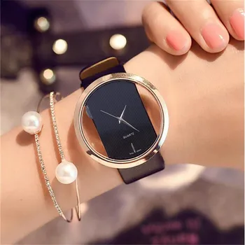

Fashion Women's Watches Simple Leather Transparent Dial Women Wristwatch Skeleton Ladies Clock zegarek damski reloj mujer