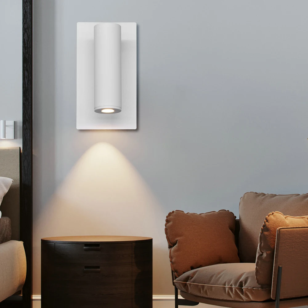 Светодиодный настенный светильник с регулировкой поворота на 3W, прикроватный светильник белого цвета, Простой настенный светильник, современный настенный светильник для кафе, дома, коридора, освещение