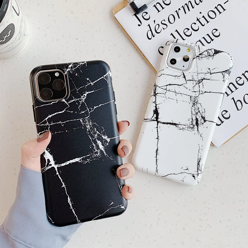 

Marble print cases for iphone 11 12 pro max 12 mini phone case for iphone XS max XR X 8 7 Plus matte black soft back cover coque