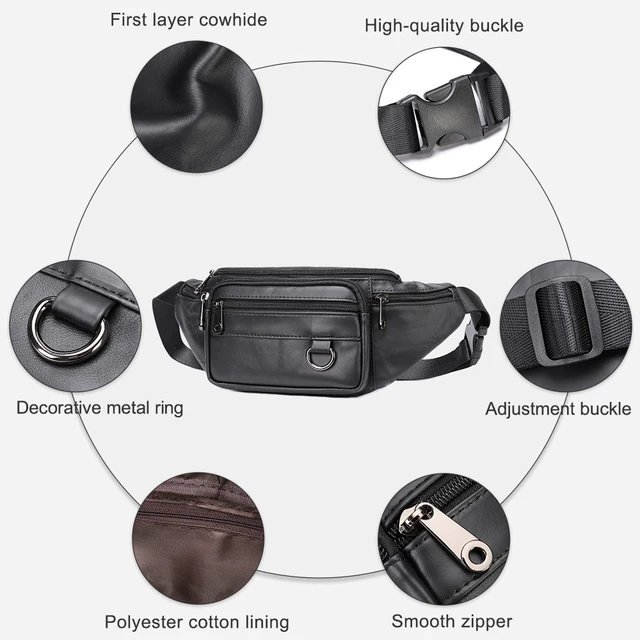 WESTAL Marsupio da uomo in vera pelle con multi-tasche per marsupio da cintura per telefono Marsupio da viaggio Marsupio da cintura Borse pettorale 9044 4