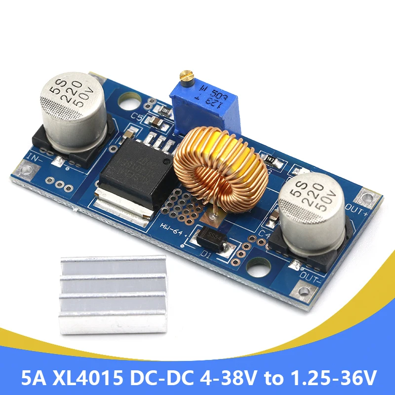 5A Mini DC-DC Buck Step-down Adjustable Converter 4V-38V to 3.3V 5V 9V 12V 24V
