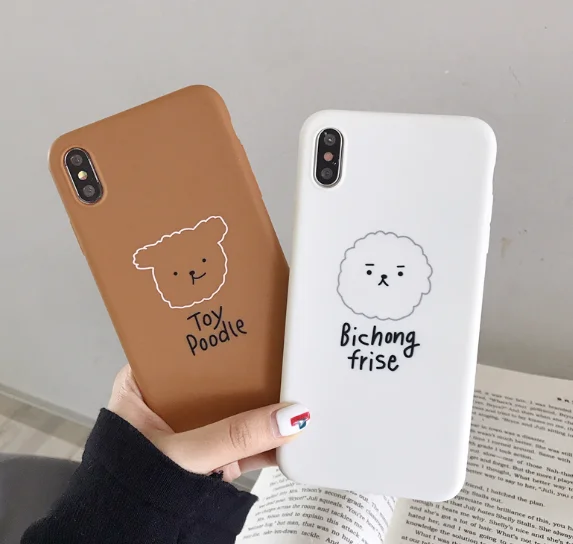 

Gimfun Korean Design Cute Cartoon Illustration Case Cover for Apple IPhone X Xs Xsmax Xr 6 7 8 Plus Soft Tpu Letter Case Fundas