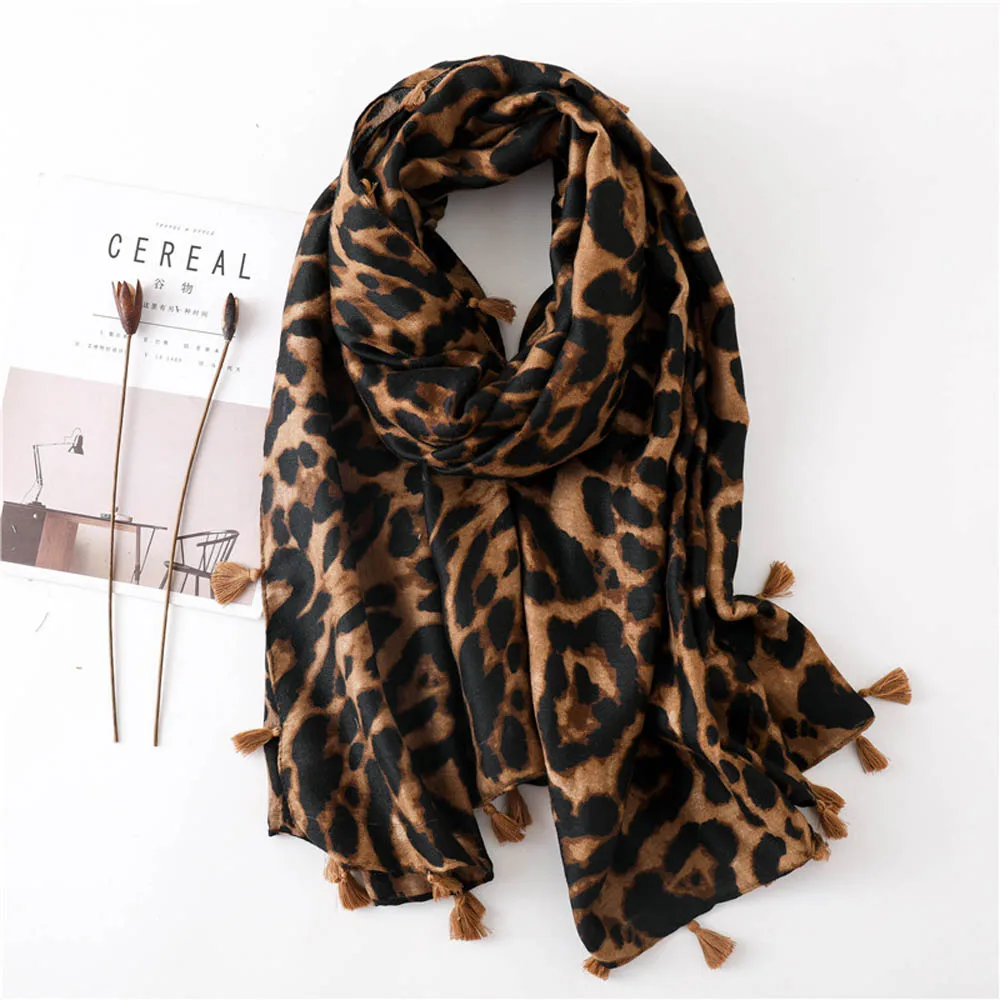 小物 leopard pattern wrinkle stole 小物 leopard pattern