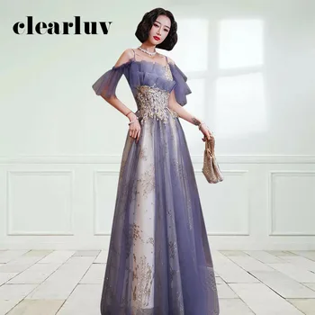 

Sparkling Evening Dress DR474 A-line Long Women Party Dresses Boat Neck Lace Up Vestidos De Fiesta Spaghetti Strap Formal Gowns