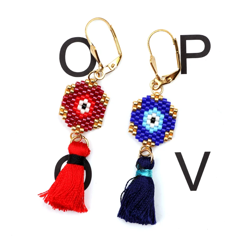 

FAIRYWOO red blue Tassels eye earring
