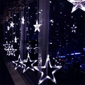 

2.5M LED Star Curtain Lamp Hanging String Light Room Bedroom Night Lights Ins Christmas Holiday Decoration Wedding Neon Lantern