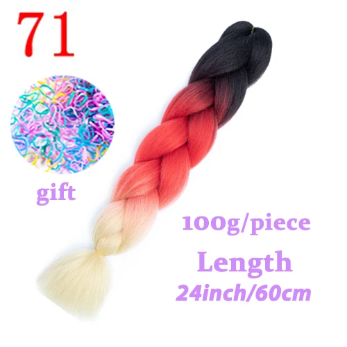 Hair Braid Synthetic Hair Extensions Jumbo False Braid Ombre Braiding Hair Pink Grey Blue Color Kanekalon - Цвет: T1b/118#